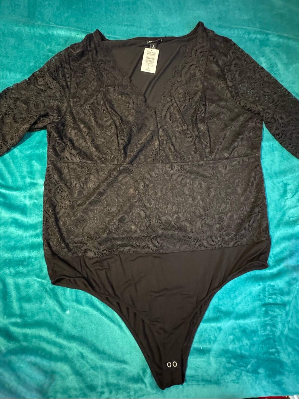 torrid Black Lace V-Neck Long Sleeve Bodysuit